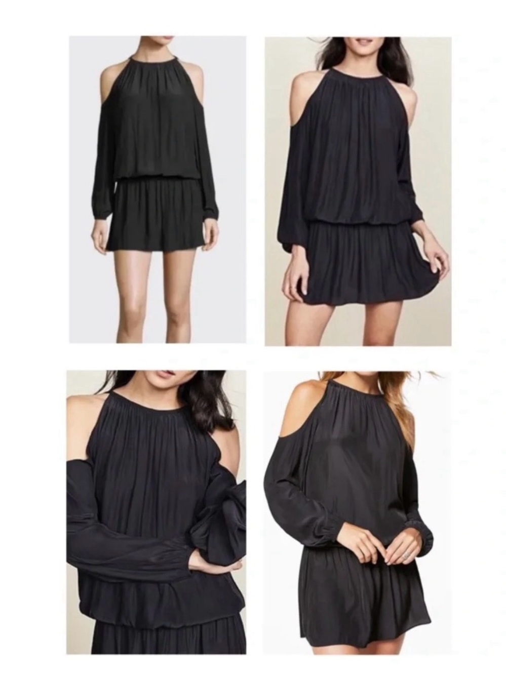 Ramy Brook Black Cold-Shoulder Halter Mini Dress